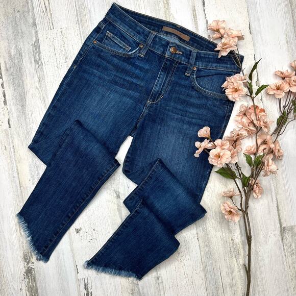 Joe's Jeans Margaret Skinny Ankle Jean Size 26 Mid-Rise Frayed Asymmetrical Hem - Picture 2 of 12